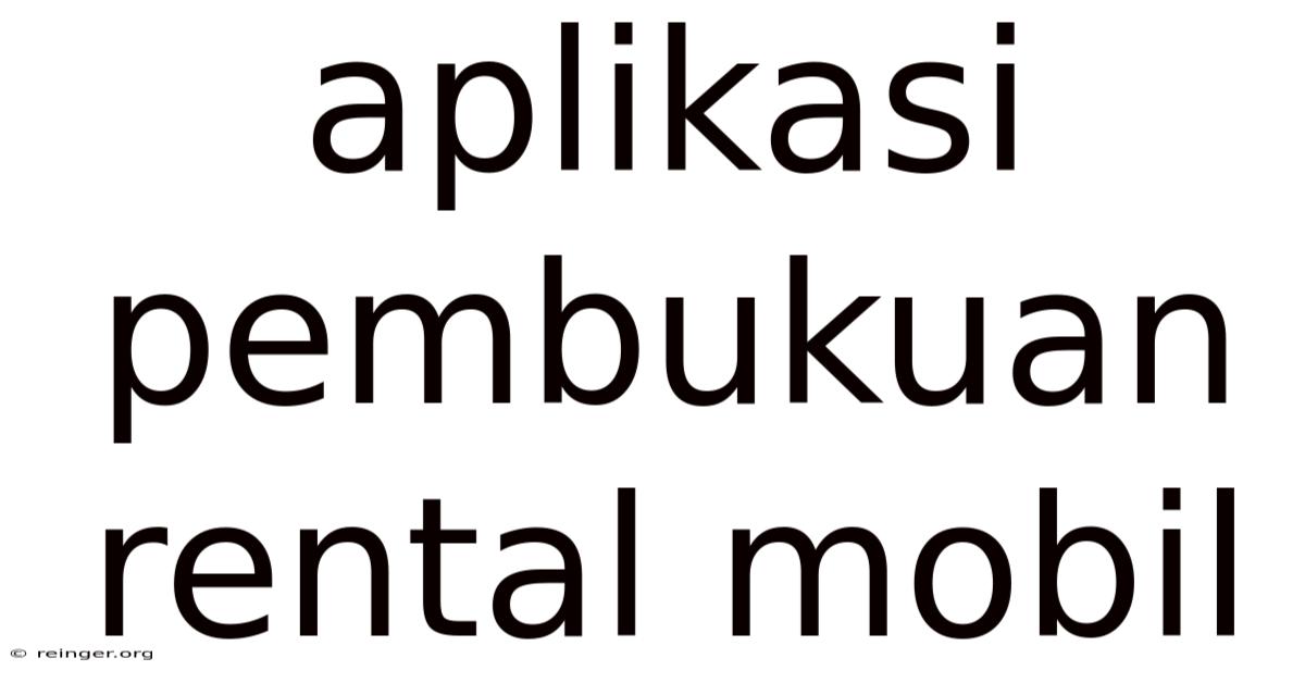 Aplikasi Pembukuan Rental Mobil