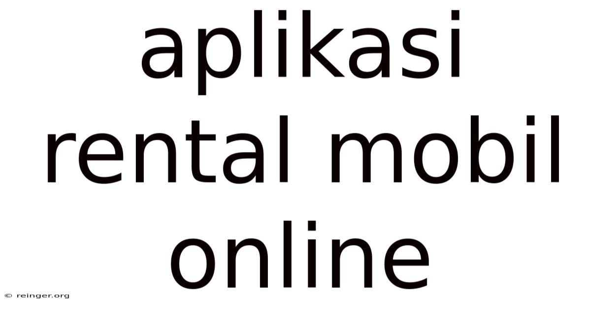 Aplikasi Rental Mobil Online