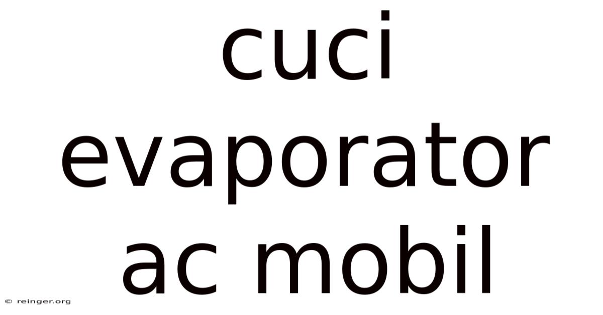 Cuci Evaporator Ac Mobil