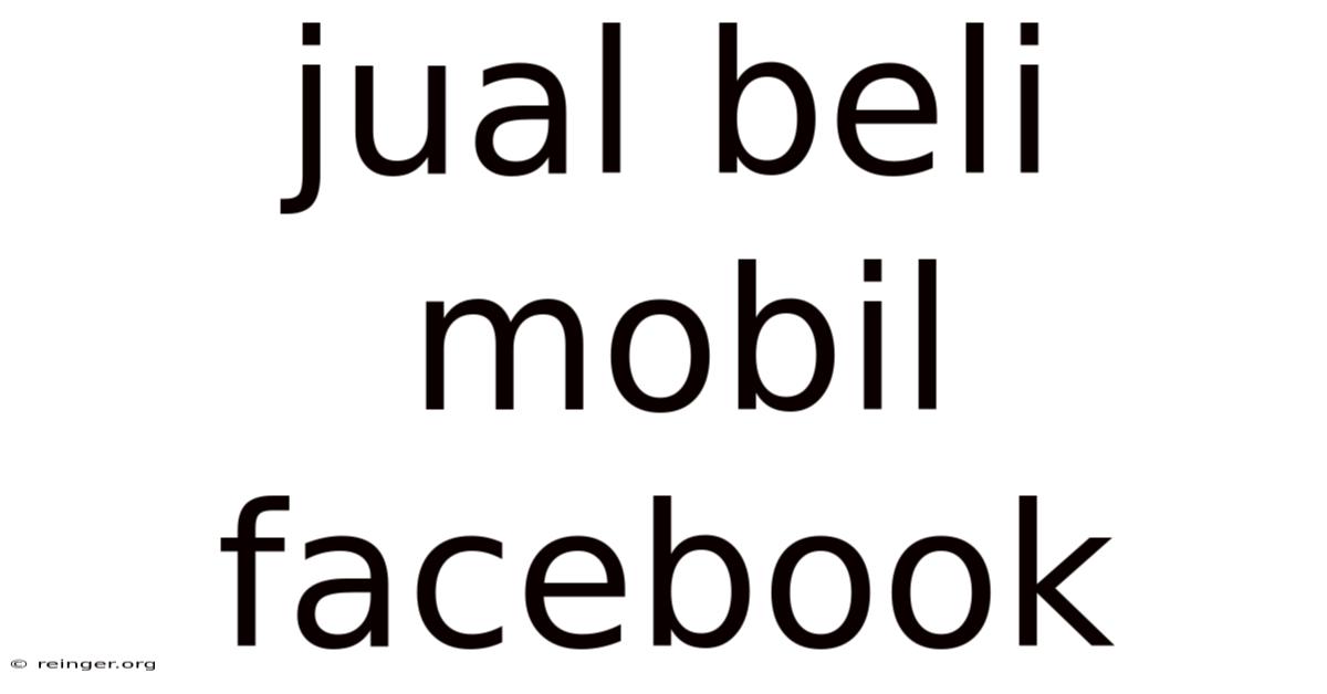 Jual Beli Mobil Facebook